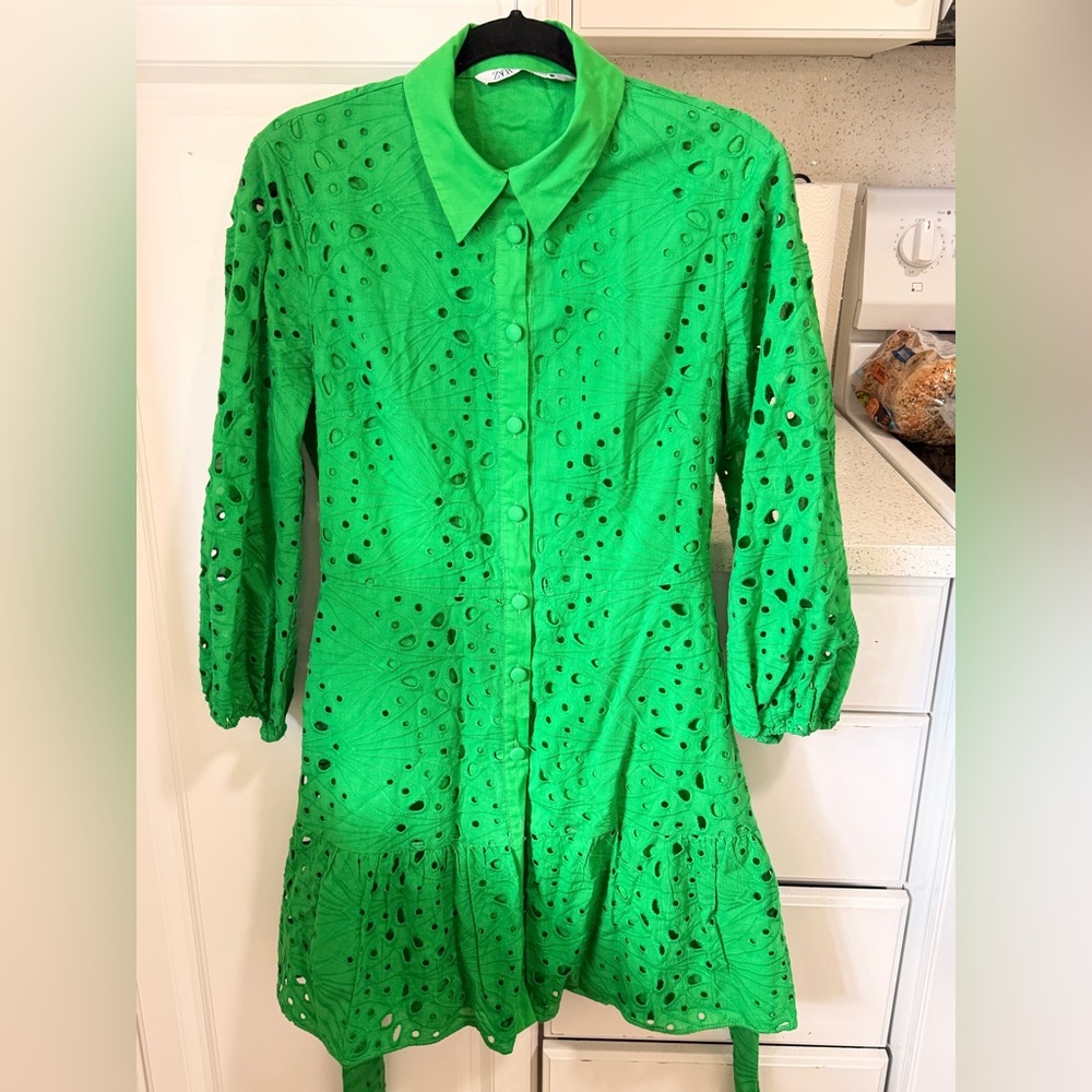 Zara Vibrant Green Long Sleeve Dress